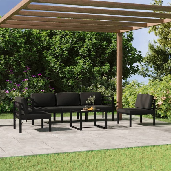 vidaXL 6 Piece Patio Lounge Set with Cushions Aluminum Anthracite A949-3107791