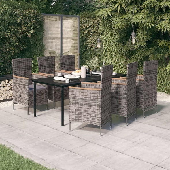 vidaXL 7 Piece Patio Dining Set with Cushions Gray A949-3099435