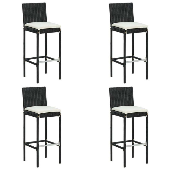 vidaXL 5 Piece Patio Bar Set with Cushions Poly Rattan Black A949-3064830