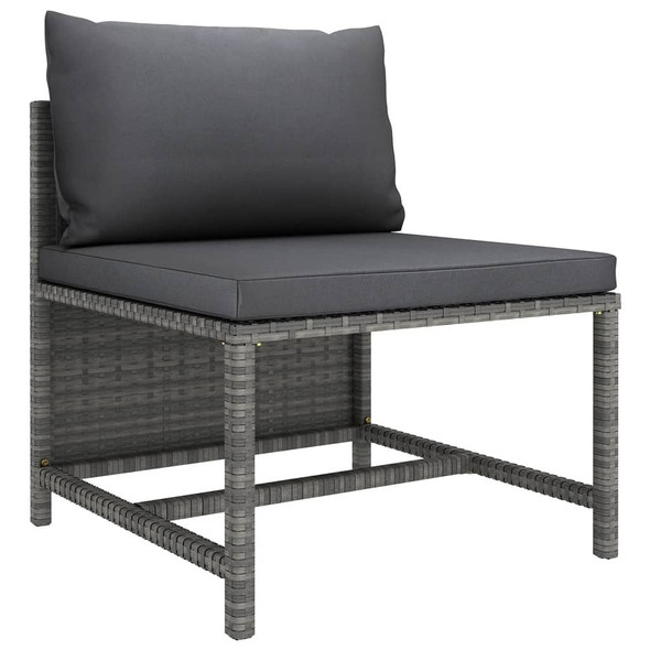 vidaXL 7 Piece Patio Lounge Set with Cushions Poly Rattan Gray A949-3059764