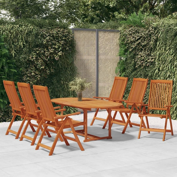 vidaXL 7 Piece Patio Dining Set Solid Wood Eucalyptus A949-3087336