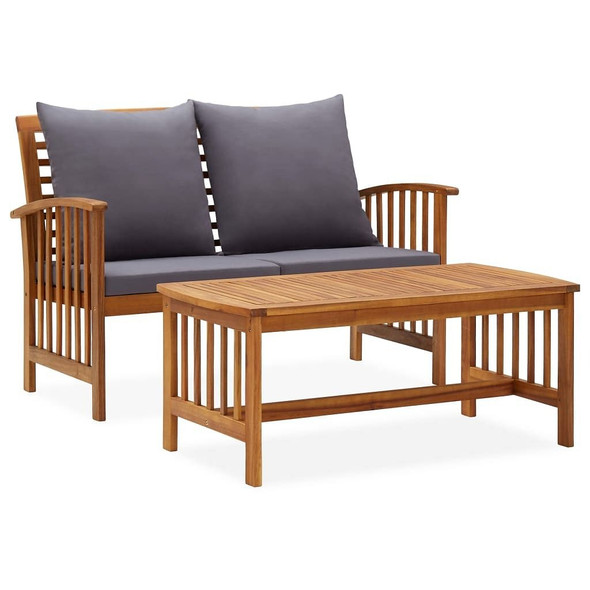 vidaXL 2 Piece Patio Lounge Set with Cushions Solid Acacia Wood A949-310264