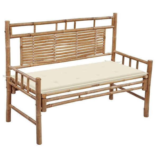 vidaXL Patio Bench with Cushion 47.2" Bamboo A949-3063878