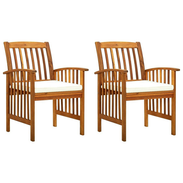 vidaXL Patio Dining Chairs 2 pcs with Cushions Solid Acacia Wood A949-312128