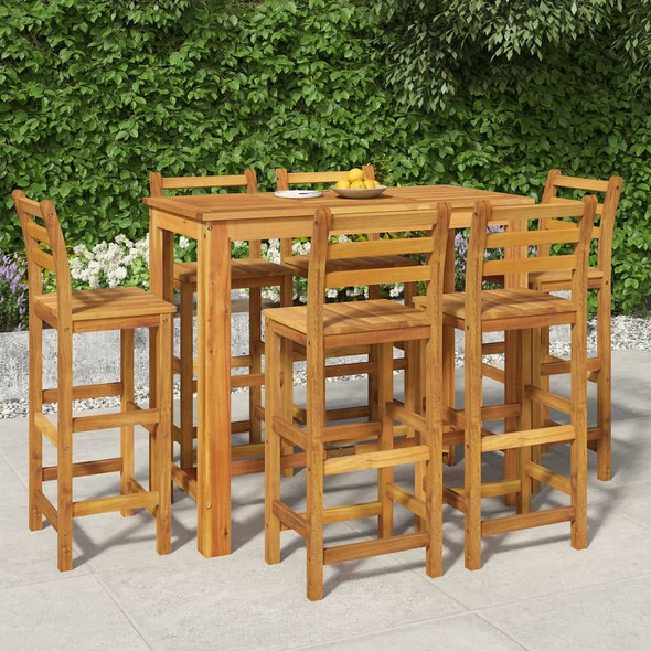 vidaXL 7 Piece Patio Bar Set Solid Wood Acacia A949-3154397