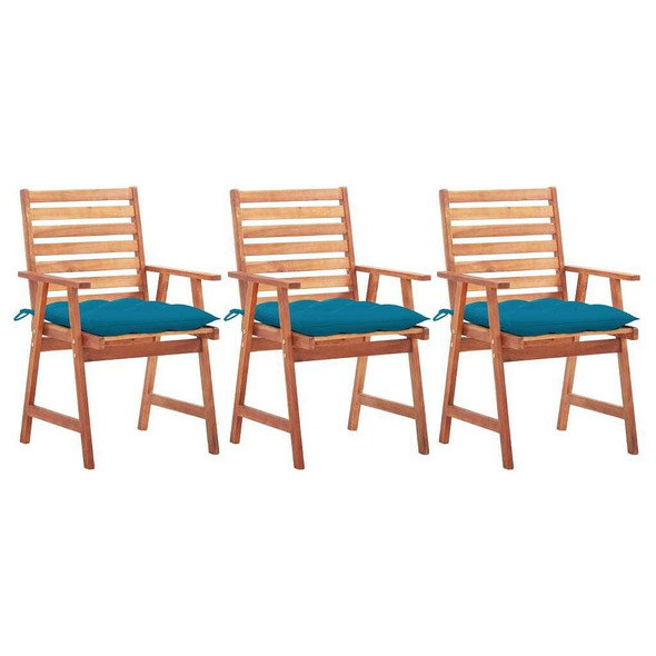 vidaXL Patio Dining Chairs 3 pcs with Cushions Solid Acacia Wood A949-3064366