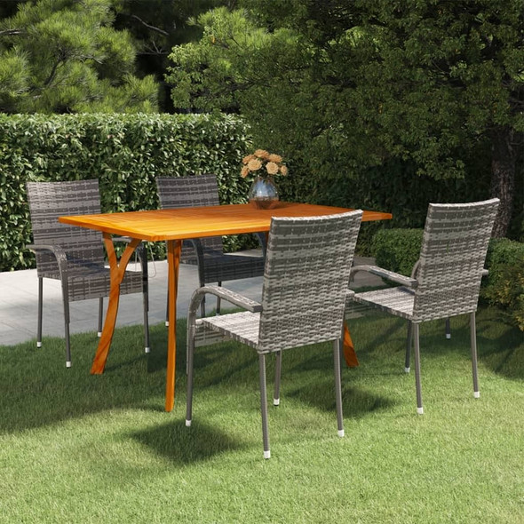 vidaXL 5 Piece Patio Dining Set Gray A949-3072129