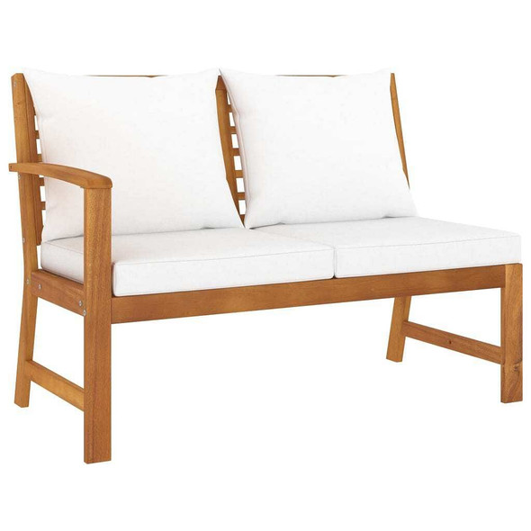 vidaXL Patio Bench 45.1" with Cream Cushion Solid Acacia Wood A949-311836