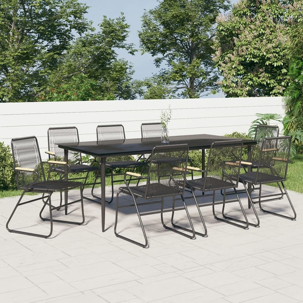 vidaXL 9 Piece Patio Dining Set Black PVC Rattan A949-3099220