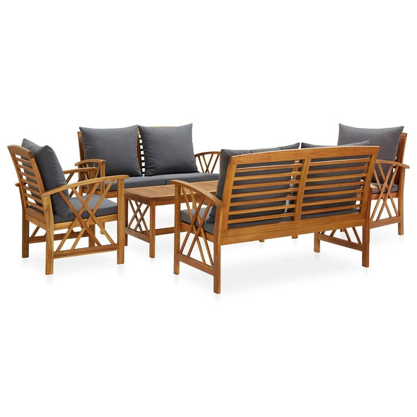 vidaXL 5 Piece Patio Lounge Set with Cushions Solid Acacia Wood A949-3057993