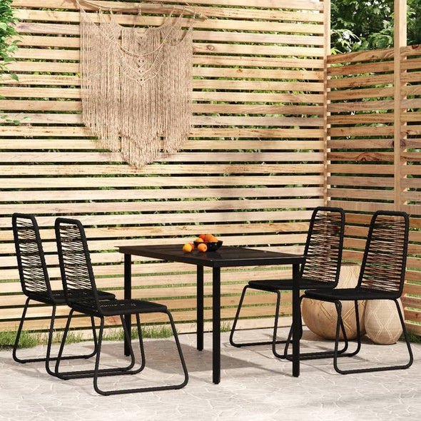 vidaXL 5 Piece Patio Dining Set Black A949-3099091