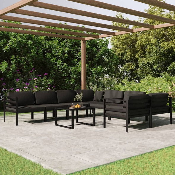 vidaXL 9 Piece Patio Lounge Set with Cushions Aluminum Anthracite A949-3107821