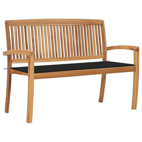 vidaXL Stacking Patio Bench with Cushion 50.6" Solid Teak Wood A949-3063286