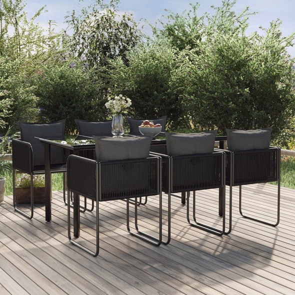 vidaXL 7 Piece Patio Dining Set Black A949-3156497