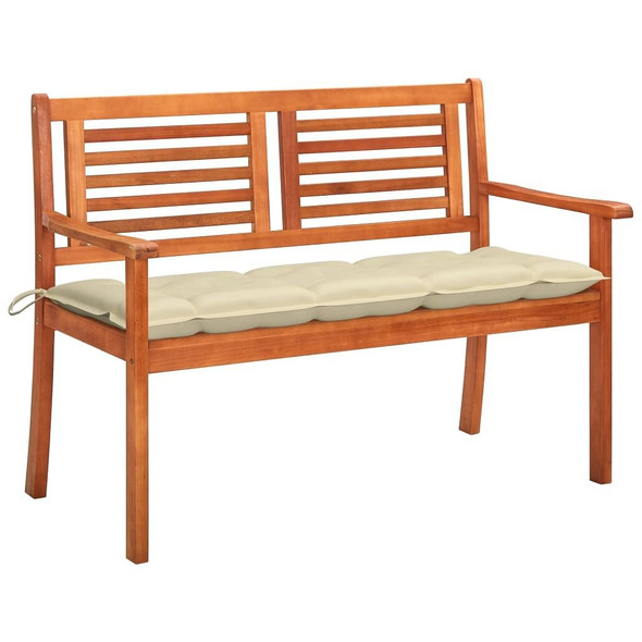 vidaXL 2-Seater Patio Bench with Cushion 47.2" Solid Eucalyptus Wood A949-3060986