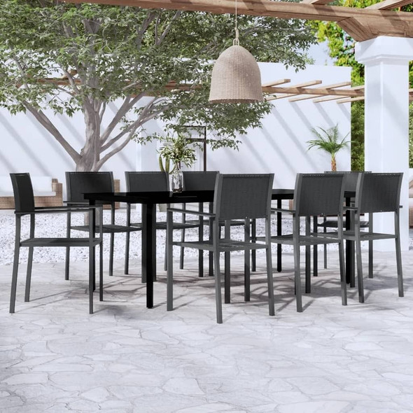 vidaXL 9 Piece Patio Dining Set Black A949-3099268