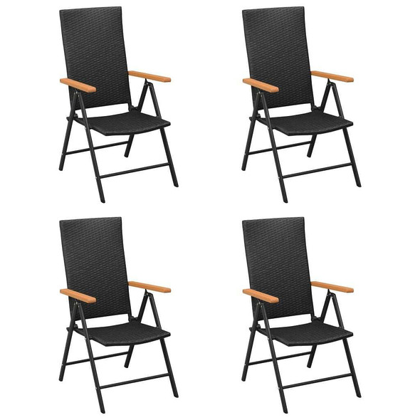 vidaXL Patio Chairs 4 pcs Poly Rattan Black A949-313106