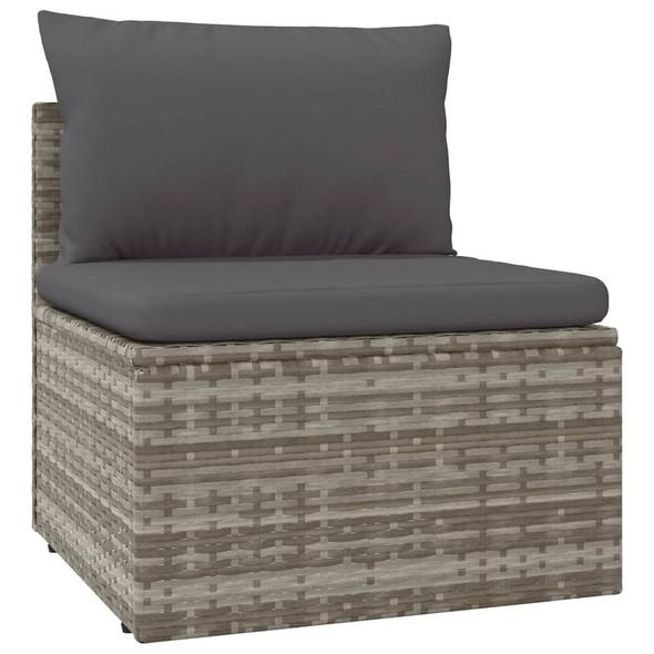 vidaXL 8 Piece Patio Lounge Set with Cushions Gray Poly Rattan A949-3157336