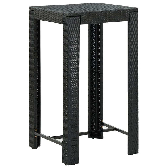 vidaXL 5 Piece Patio Bar Set with Cushions Poly Rattan Black A949-3094781