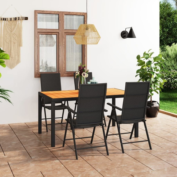 vidaXL 5 Piece Patio Dining Set Black and Brown A949-3060054