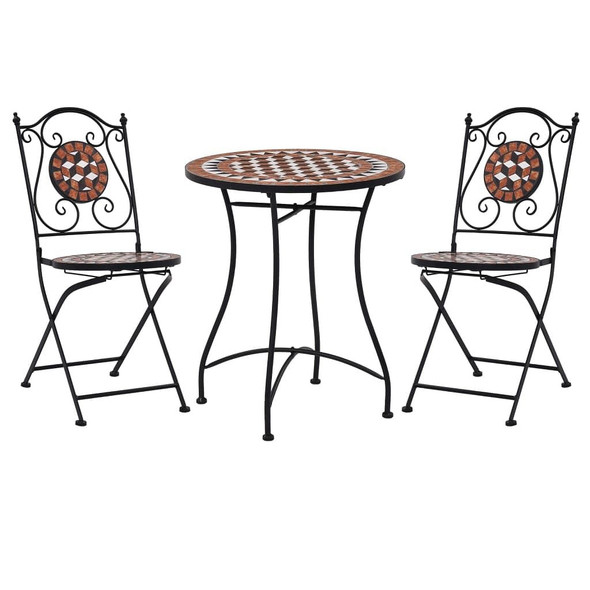 vidaXL 3 Piece Mosaic Bistro Set Ceramic Tile Terracotta A949-279689