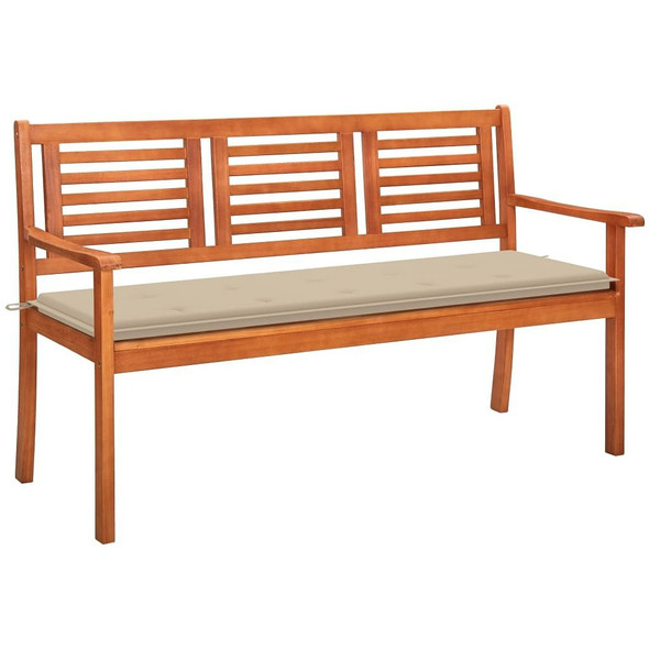 vidaXL 3-Seater Patio Bench with Cushion 59.1" Solid Eucalyptus Wood A949-3060999