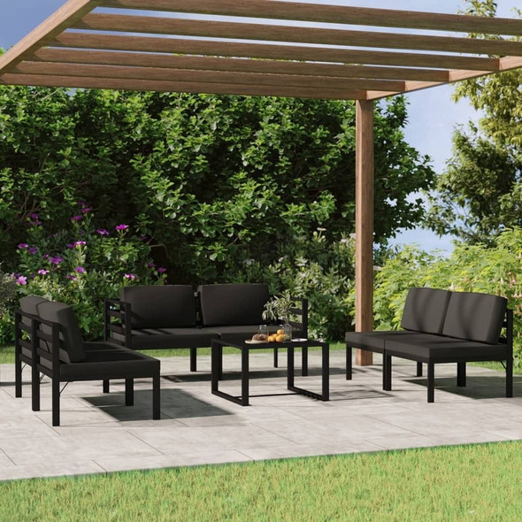 vidaXL 7 Piece Patio Lounge Set with Cushions Aluminum Anthracite A949-3107803