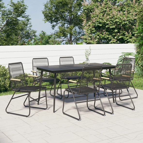 vidaXL 7 Piece Patio Dining Set Black PVC Rattan A949-3060270