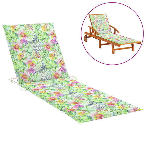 vidaXL Sun Lounger Cushion Leaf Pattern 78.7"x19.7"x1.2" Fabric