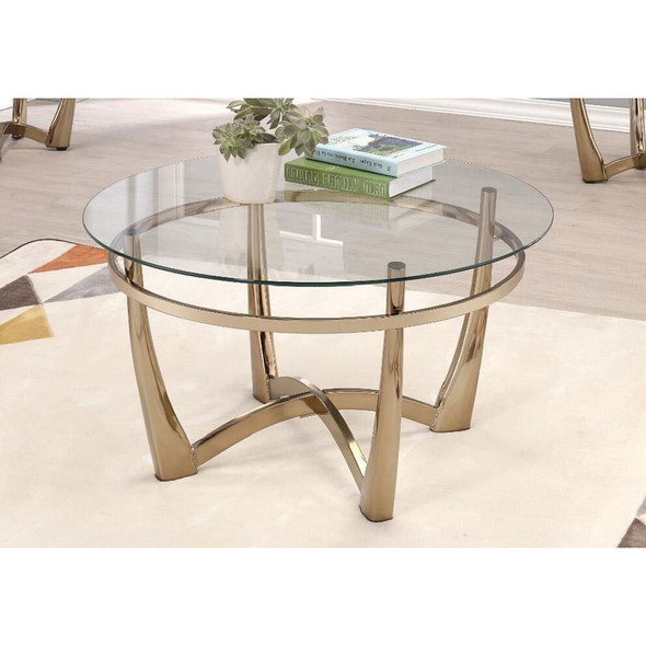 ACME Orlando II Coffee Table in Champagne & Clear Glass 81610