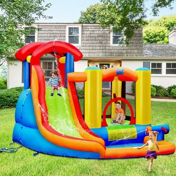 Inflatable Water Slide Bounce House with Pool and Cannon Without Blower - Color: Multicolor