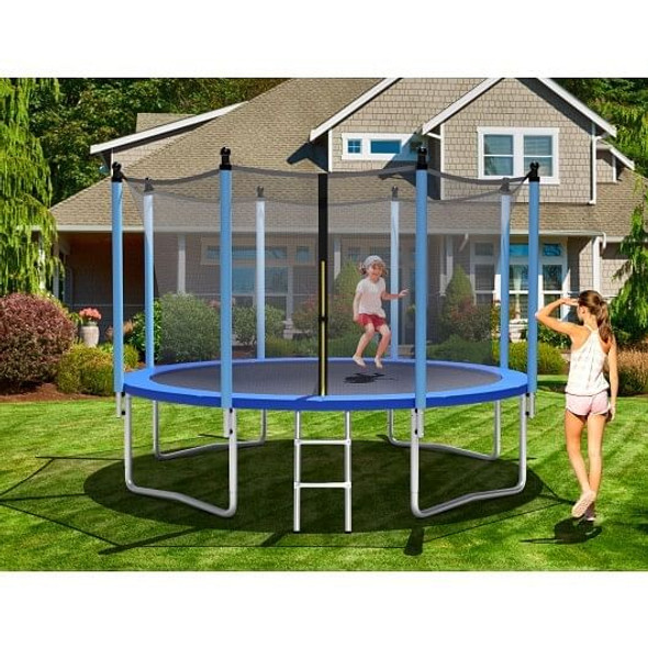 Outdoor Trampoline with Safety Closure Net-12 ft - Color: Blue - Size: 12 ft
