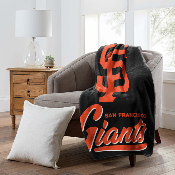 SF Giants OFFICIAL MLB "Signature" Raschel Throw Blanket; 50" x 60"