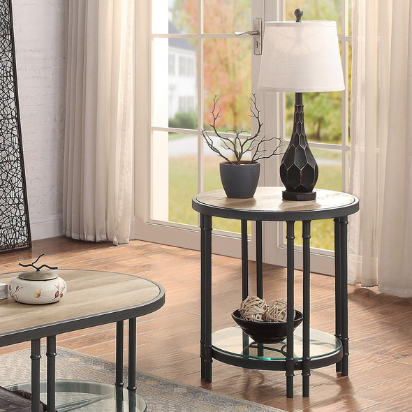 ACME Brantley End Table in Oak & Sandy Black Finish LV00752