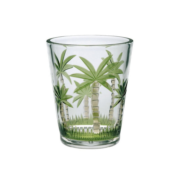 Palm Tree Design Acrylic Glasses Drinking Set of 4 DOF (15oz), Plastic Drinking Glasses, BPA Free C