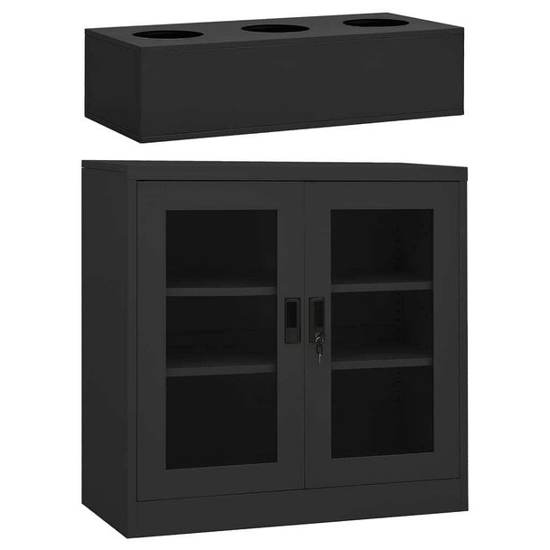 vidaXL Office Cabinet with Planter Box Anthracite 35.4"x15.7"x44.5" Steel