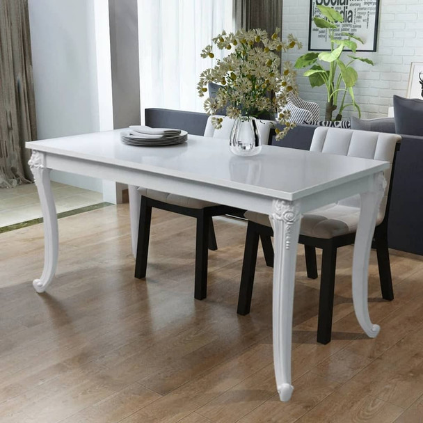 vidaXL Dining Table 45.7"x26"x29.9" High Gloss White