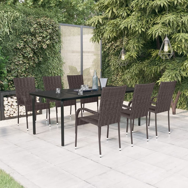 vidaXL 7 Piece Patio Dining Set Brown and Black