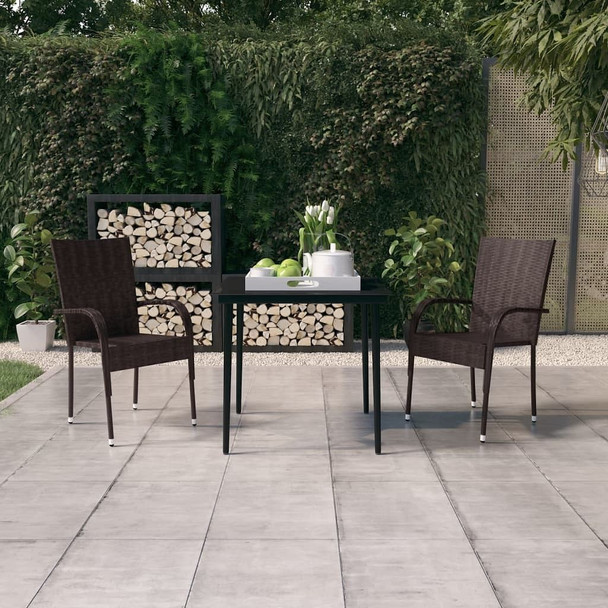 vidaXL 3 Piece Patio Dining Set Brown and Black