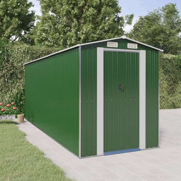 vidaXL Garden Shed Green 75.6"x205.9"x87.8" Galvanized Steel