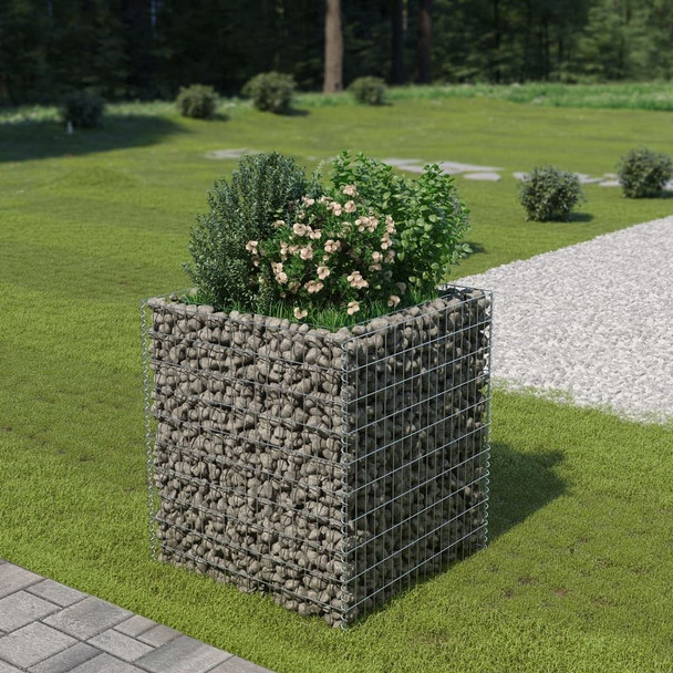 vidaXL Gabion Raised Bed Galvanized Steel 35.4"x35.4"x39.4"