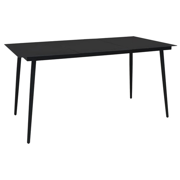 vidaXL Patio Dining Table Black 74.8"x35.4"x29.1" Steel and Glass