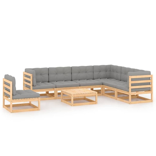 vidaXL 8 Piece Patio Lounge Set with Cushions Solid Wood Pine A949-3076819