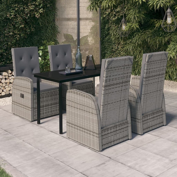 vidaXL 5 Piece Patio Dining Set with Cushions Gray A949-3099475