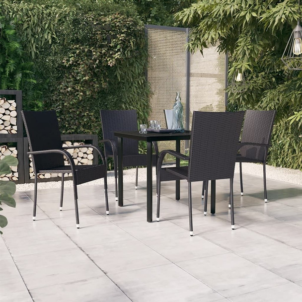 vidaXL 5 Piece Patio Dining Set Black A949-3099378