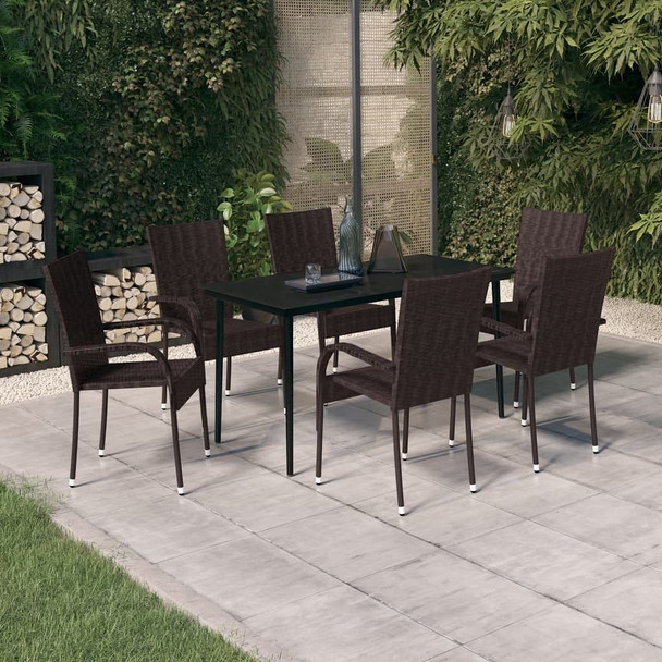 vidaXL 7 Piece Patio Dining Set Brown and Black A949-3099404