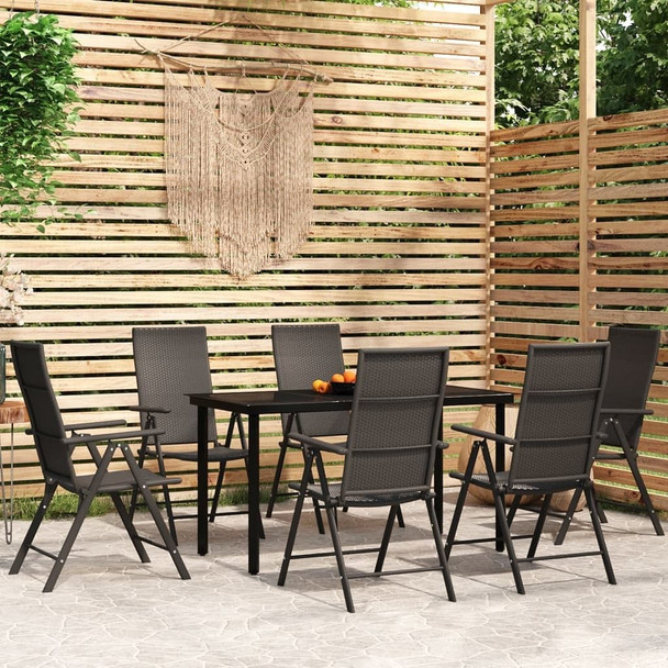 vidaXL 7 Piece Patio Dining Set Black A949-3099104