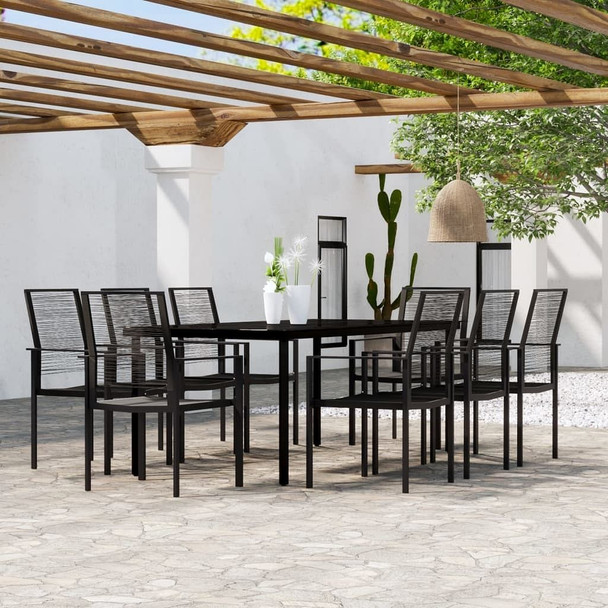 vidaXL 9 Piece Patio Dining Set Black A949-3099202