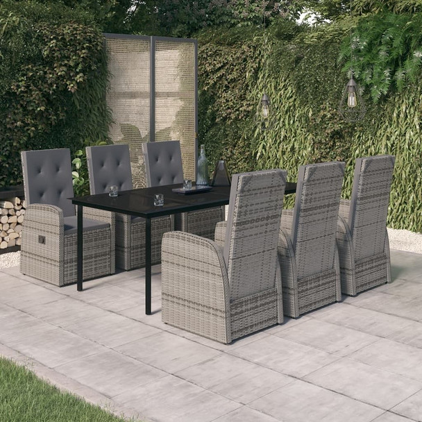 vidaXL 7 Piece Patio Dining Set with Cushions Gray A949-3099477