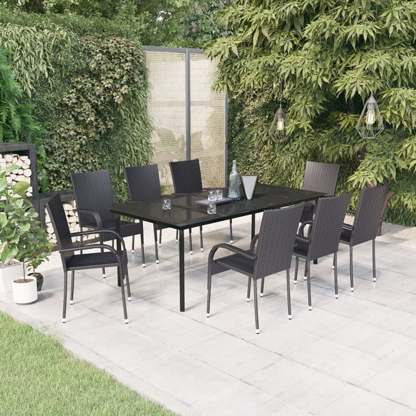 vidaXL 9 Piece Patio Dining Set Black A949-3099382